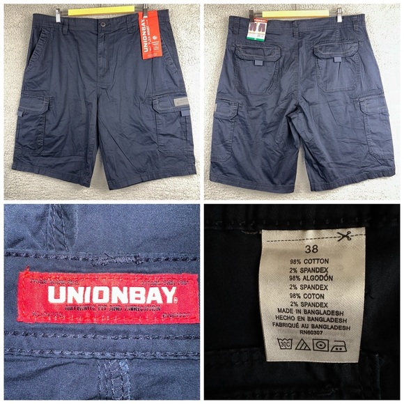 UNIONBAY Other - Unionbay Men's Shorts Navy Size 38 Cotton Blend‎ Flex Waist Cargo Hiking Classic